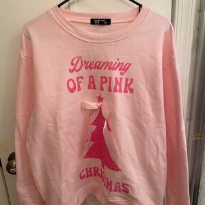 Viny Icon Pink Crew Neck Holiday Sweater